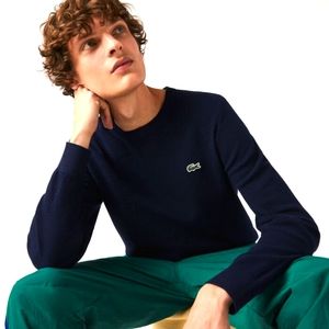 Crew Neck Textured Cotton Sweater